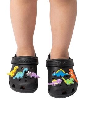 Crocs Classic Clogs Black Child 7 with Dinosaur Jibbitz Charms